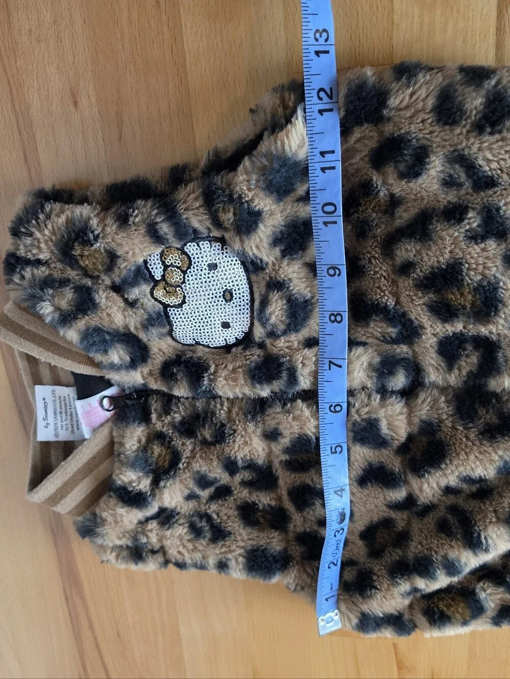 Hello Kitty Cheetah Faux Fur Vest Girls 4T Sequin Sanrio Y2K Cozy Kawaii